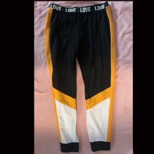 yellow & black sweatpants